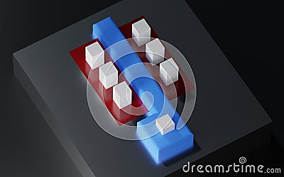 CMOS transistor structure. n-type metalâ€“oxideâ€“semiconductor field-effect transistor simulated. Basic building block of a Stock Photo